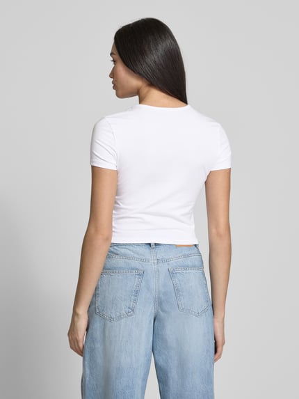 REVIEW T-Shirt mit Label-Stitching Weiss 5
