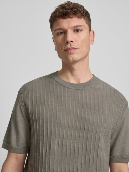 BOSS Orange męski t-shirt o kroju regular fit z mieszanka lnu i bawełny model 'KAJORDINO' Oliwkowy 3