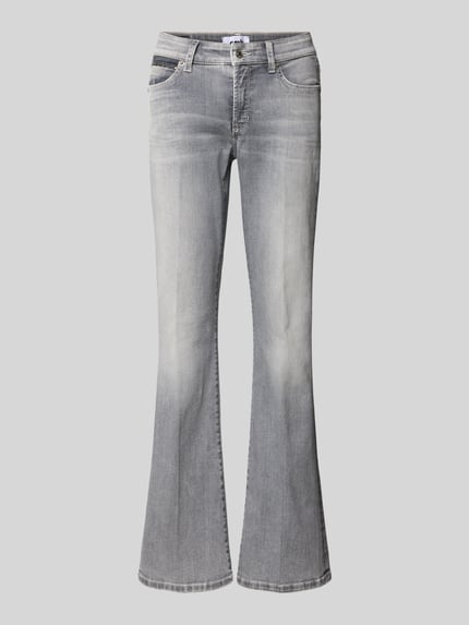 CAMBIO Flared Jeans mit Ziersteinbesatz im 5-Pocket-Design Modell 'PARIS' Hellgrau Melange 2