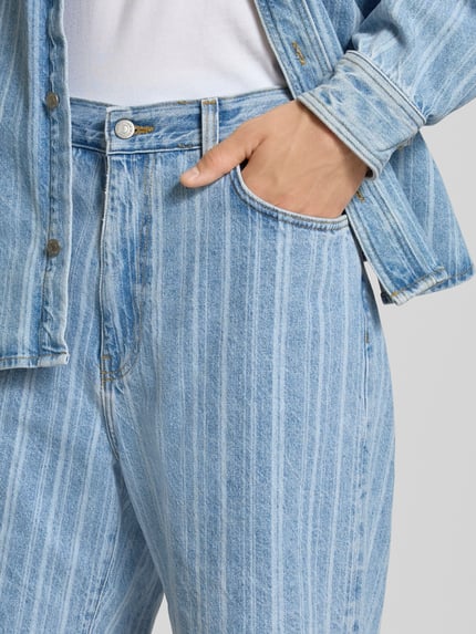 Carhartt Work In Progress Straight fit korte jeans met all-over print, model 'Rylan' Jeansblauw - 3
