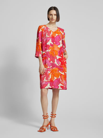COMMA Knielange jurk met all-over print Rood - 1