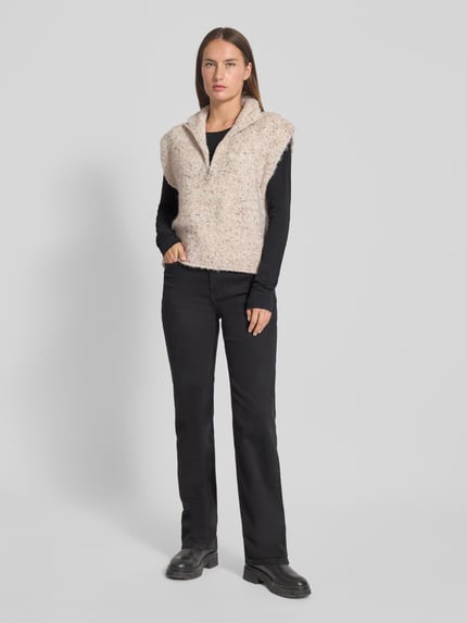 FREE/QUENT Gebreide pullover met opstaande kraag, model 'Grsnemes' Beige - 1