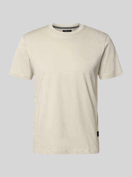 Produktfoto, Regular Fit T-Shirt mit Logo-Detail von Replay aus reiner Baumwolle, krój regular fit, okrągły dekolt, długość pleców w rozmiarze M: 67 cm, jasny kolor, gładka faktura