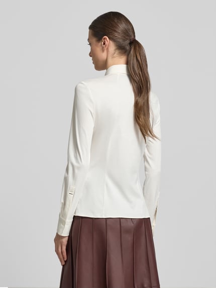 BOSS Bluzka z długim rękawem o kroju slim fit z czystej bawełny model 'BRONTA_TUESDAY' Złamany biały 5