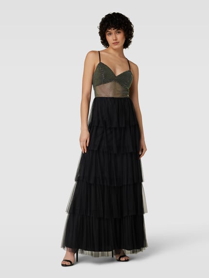 Hey Kyla Abendkleid im Stufen-Look mit Ziersteinbesatz Black 4