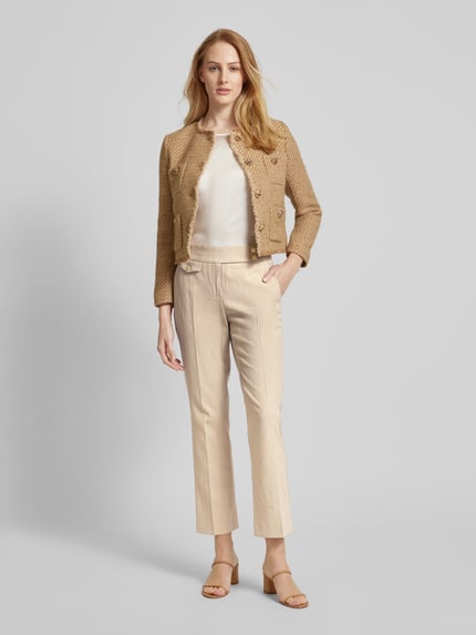 SEDUCTIVE Slim Fit Leinenhose mit Bügelfalten Modell 'INEZ' Beige 1