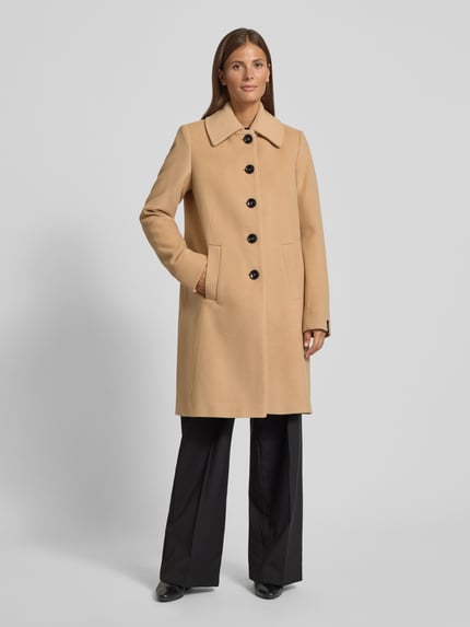Milo Coats Krótki płaszcz z mieszanki wełny lana z wykładanym kołnierzem model ‘ISA’ Camel 4