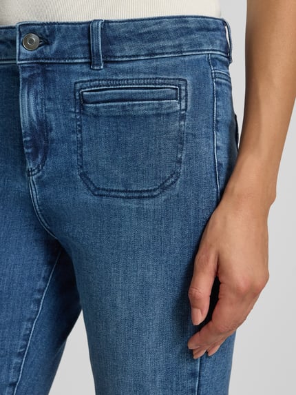 Christian Berg Woman Bootcut fit jeans met riemlussen Marineblauw gemêleerd - 3