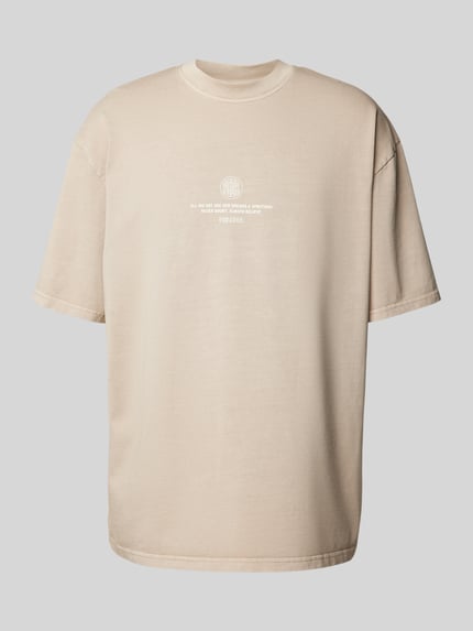 PEGADOR Oversized T-shirt met labelprint, model 'BAYLOR' Taupe - 2