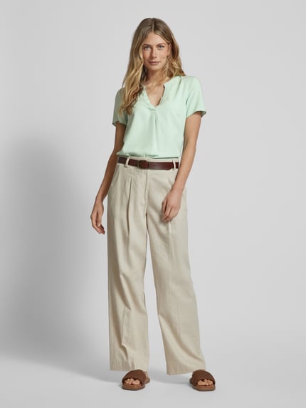VERO MODA Bluzka z kołnierzem z lamówką model ‘MYMILO’ Trzcinowy 1