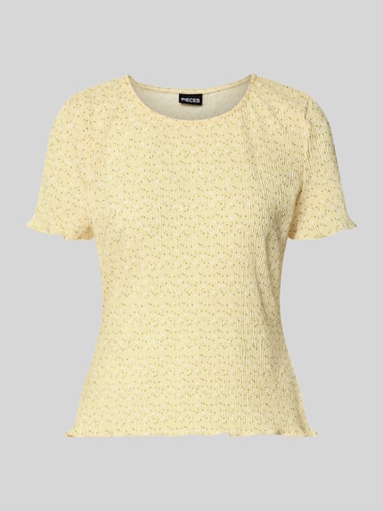 slim fit T-shirt met all-over motief model 'FLORA' Shop The Look MANNEQUINE
