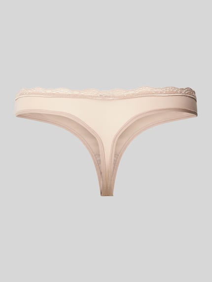 Calvin Klein Underwear String mit Spitzenbesatz Beige 3