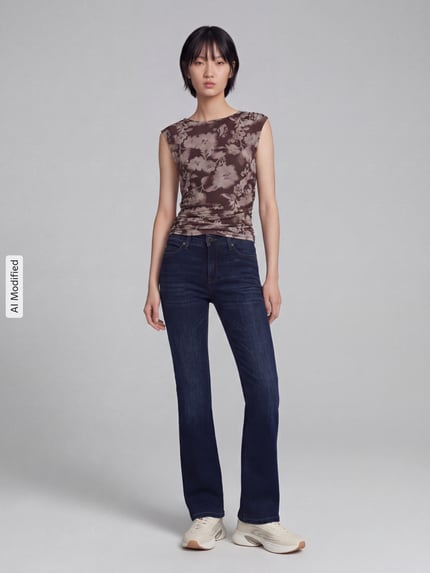 CAMBIO Regular Fit Bootcut-Jeans aus Viskose-Baumwoll-Mix Modell 'PARIS FLARED' Dunkelblau 1