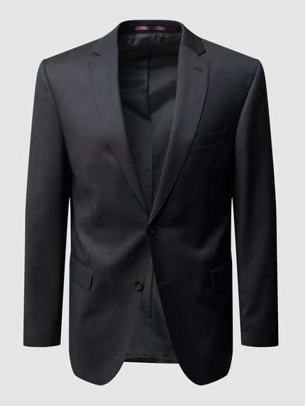 Carl Gross Modern fit colbert met 2 knopen van scheerwol Antraciet - 2
