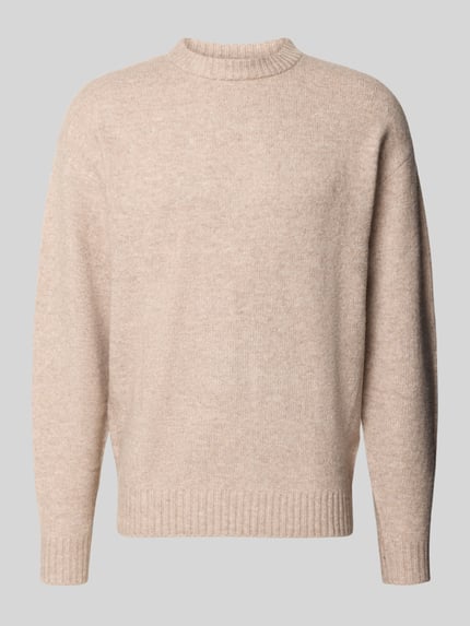 Produktfoto, Strickpullover mit Rundhalsausschnitt Modell 'SOHO OLLIE' von JACK & JONES in Beige, feine Struktur, Regular Fit, Woll-Anteil, Vorderansicht