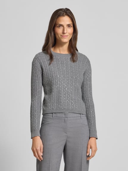 Max Mara Studio Slim fit gebreide pullover van zuivere scheerwol, model 'USSURI' Middengrijs gemêleerd - 4