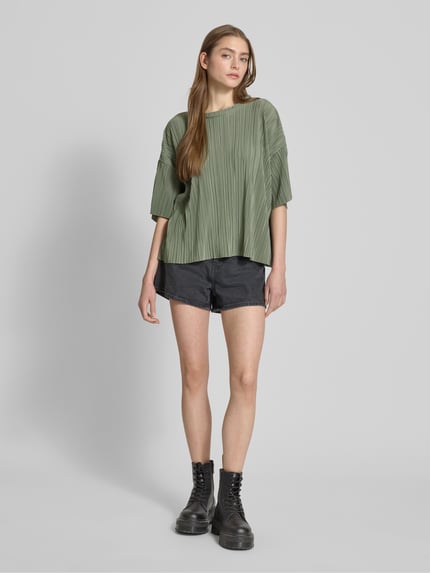 ONLY Boxy Fit T-Shirt mit Plissees Modell 'RAVENNA' Schilf 1