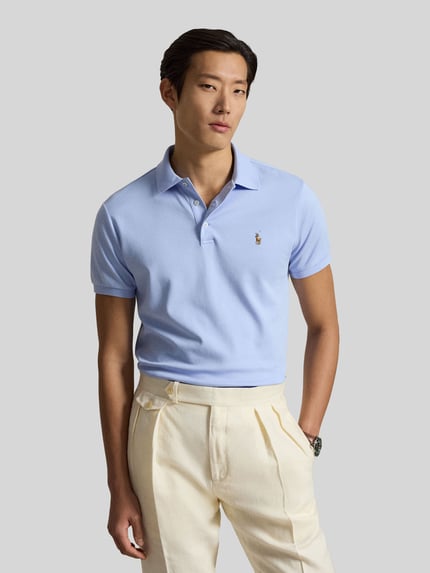 Polo Ralph Lauren Regular Fit Poloshirt aus reiner Baumwolle Hellblau 4
