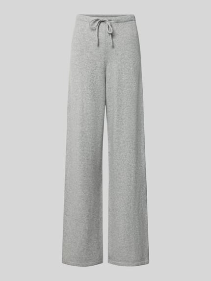 Produktfoto, Wide Fit Strickhose mit geripptem Bund von REVIEW in Hellgrau, stretchiger Material-Mix, Elastikbund, gerader Schnitt, Tunnelzug