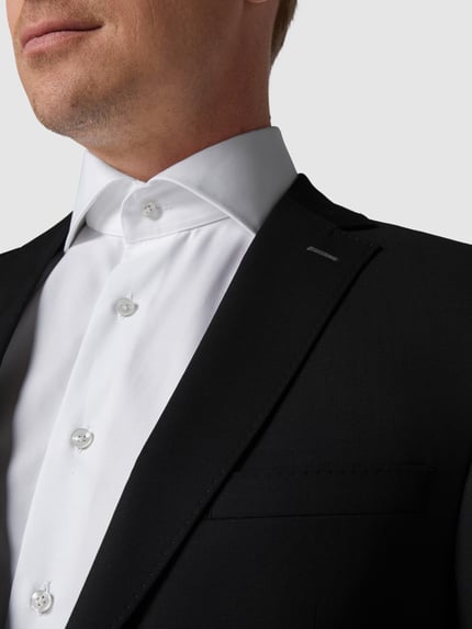 Carl Gross Modern fit colbert met 2 knopen van scheerwol Zwart - 3