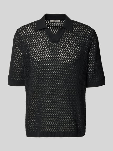 Produktfoto, Regular Fit Poloshirt aus Baumwoll-Mix Modell 'NYLE' von Only & Sons in Schwarz, strukturierte Strickoptik und Polokragen.