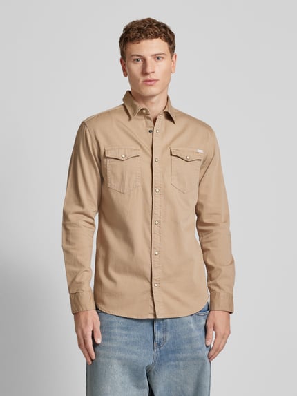 JACK & JONES Slim Fit Freizeithemd mit Kentkragen Modell 'ESHERIDAN' Beige 4