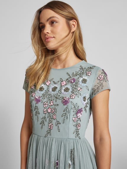 Lace & Beads Sukienka koktajlowa o długości do kolan z cekinowym obszyciem Średnioszary 3