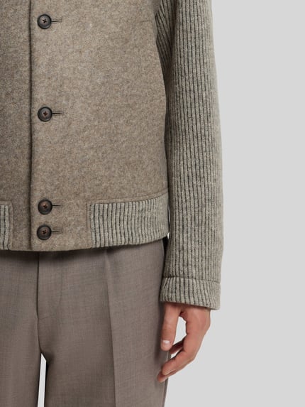 BOSS Regular Fit Bomberjacke mit Woll-Anteil Model 'Charly' Beige 6