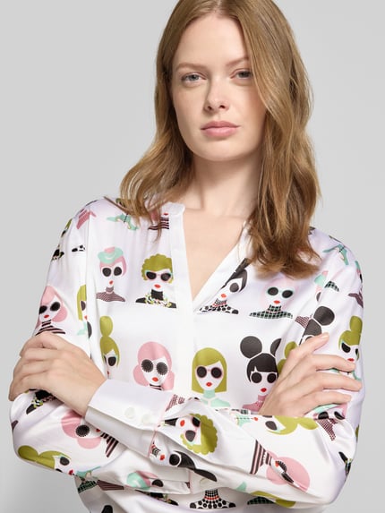 HERZENS Blouseshirt van zijdemix Offwhite - 3