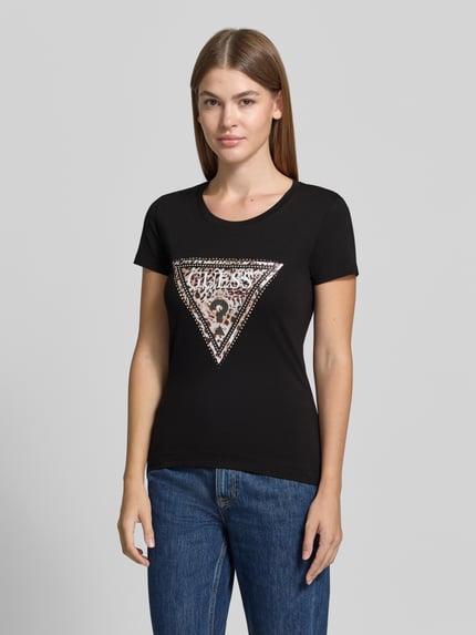 GUESS Slim Fit T-Shirt aus elastischem Baumwoll-Mix Modell 'SAVANNA' Black 4