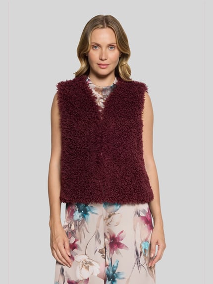 ROBE LÉGÈRE kamizelka o kroju regular fit z zapięciem na haftkę Bordowy 4