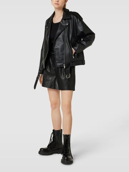 ONLY Oversized Lederjacke mit Umlegekragen Modell 'VERA' Black 1