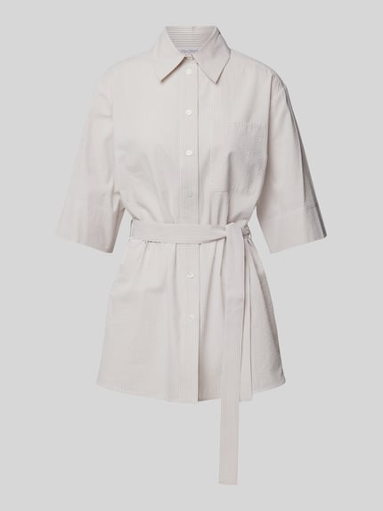 MM by Max Mara Kurzarmbluse mit Bindegürtel Modell 'TEXAS' Ecru 2