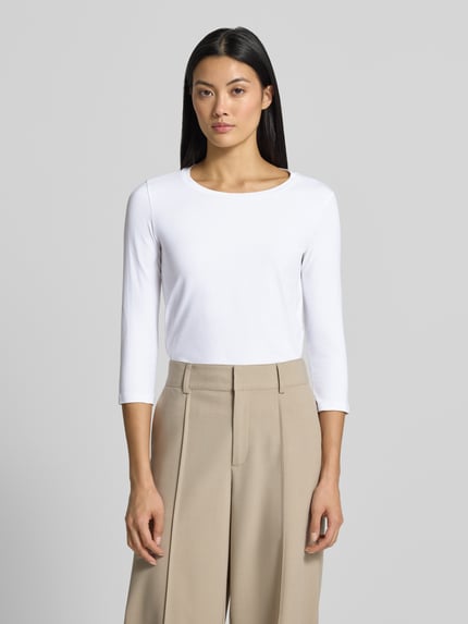 MM by Max Mara skinny fit shirt met lange mouwen van katoenmix model 'LORATA' Wit - 4