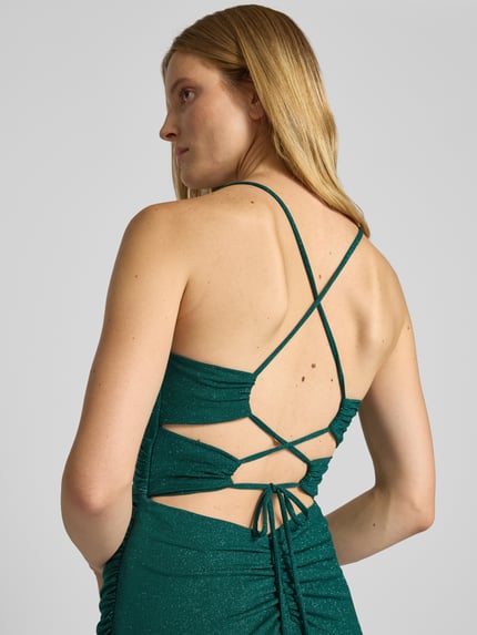 Mascara Abendkleid mit Raffungen Dunkelgruen 3