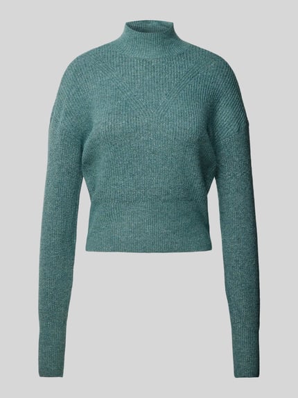 NOISY MAY® Sweter z dzianiny ze stójką model ‘NELLA’ Trzcinowy 2