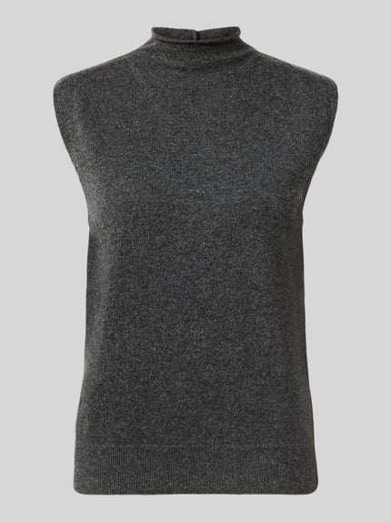 Produktfoto, Top aus Lanawoll-Mix mit Kaschmir-Anteil Modell 'LASTRALE' von MM by Max Mara, dunkelgraue Strick-Optik, Stehkragen, Regular Fit