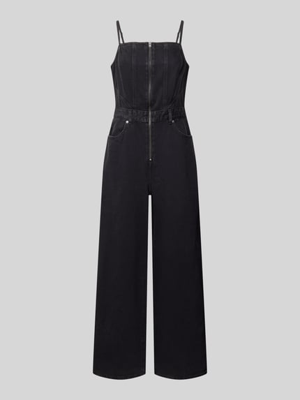 Produktfoto, schwarzer Regular Fit Jumpsuit aus reiner Baumwolle Modell 'SEAMED' von Levi's® 300, klare Nähte, strukturierte Oberfläche