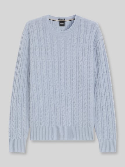 BOSS Regular Fit Pullover mit Baumwoll-Anteil Modell 'Furlan' Hellblau 2