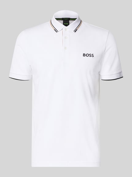 Produktfoto, biała koszulka polo z mieszanki bawełny Regular Fit Poloshirt aus Baumwoll-Mix Modell 'PADDY PRO' od BOSS Green