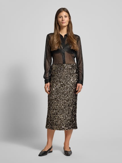 MANGO Midirock mit Paillettenbesatz Anthrazit 1