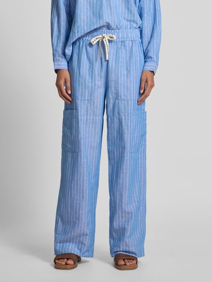 Scotch & Soda Wide Leg Stoffhose aus Baumwoll-Leinen-Mix Hellblau 4