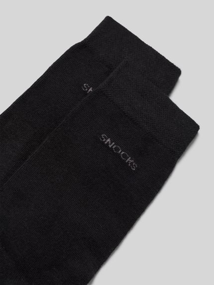 Produktfoto, Business Socks im 2er-Pack mit Label-Stitching von Snocks aus schwarzem Baumwoll-Mix mit Stretch-Anteil und gerippten Bündchen