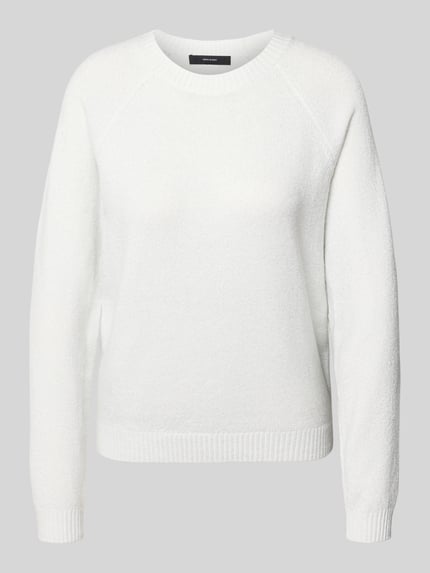 Produktfoto, Regular Fit Strickpullover mit Crew Neck Modell 'DOFFYSHINE' von Vero Moda in schimmernder Optik, Stricktextur, raglanärmel, Rundhals, Ärmelabschluss und Rumpfabschluss gerippt, Farbton weiß