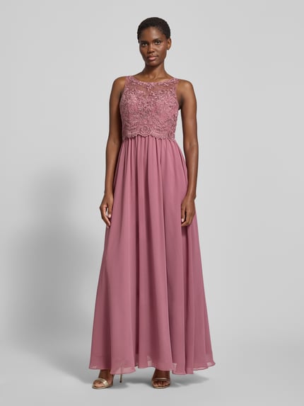 Laona Abendkleid mit Ziersteinen und floralen Stickereien Altrosa 4