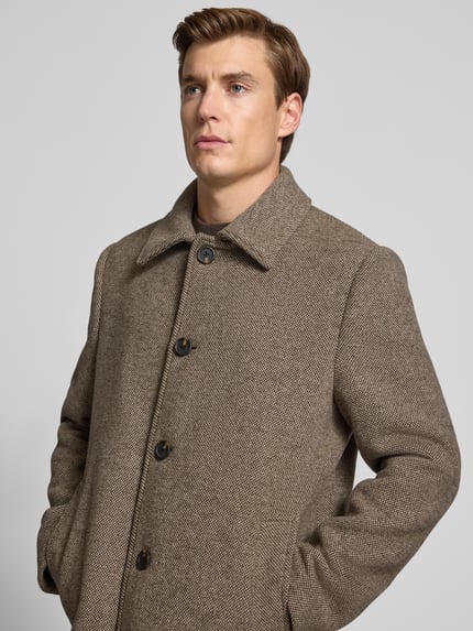 Selected Płaszcz o kroju regular fit z mieszanki wełny model ‘ARCHIVE’ Jasnobrązowy 3