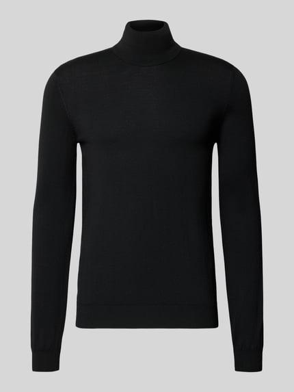 HUGO Rollkragenpullover mit Logo-Schriftzug Modell 'San Thomas-M' Black 2