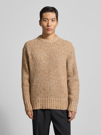 Selected Relaxed Fit Wollpullover mit überschnittenen Schultern Modell 'CHICAGO' Hellbraun 4