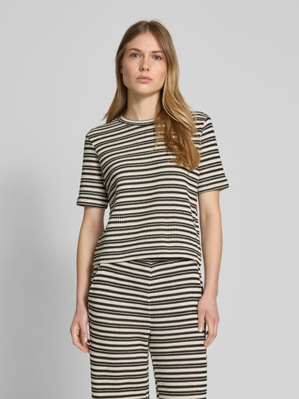 Jake*s Collection T-Shirt in Strick-Optik Black 4