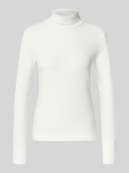Produktfoto, Slim Fit Turtleneck met viscose-aandeel van Tom Tailor Denim, effen wit, lange mouw, smalle pasvorm, colkraag, viscosemix.